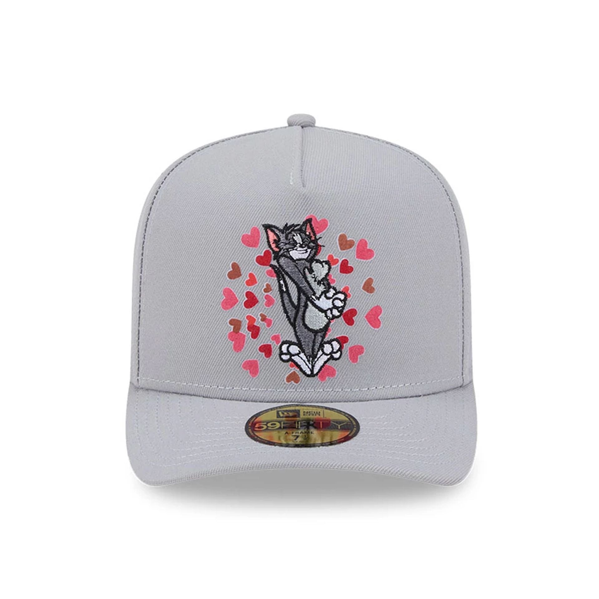 Pictured is this Tom & Jerry Love Struck 59FIFTY A-Frame Fitted cap in grey. 3