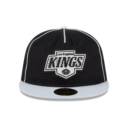 Pictured is this NHL Felt Logo LA Kings Retro Crown 59FIFTY Fitted cap in black. 3