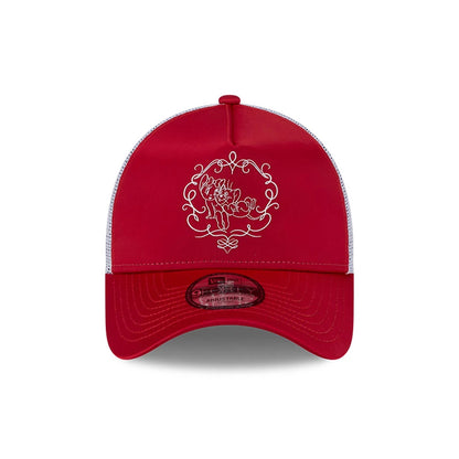Pictured is this Tom & Jerry Love Cherie 9FORTY A-Frame Trucker cap in red. 3