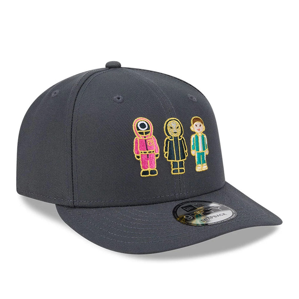 Pictured is this Netflix Squid Game 9FIFTY Snapback cap in dark grey. 3
