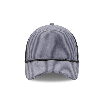 Pictured is this New Era Wide Cord 9FORTY A-Frame Trucker cap in dark blue. 2