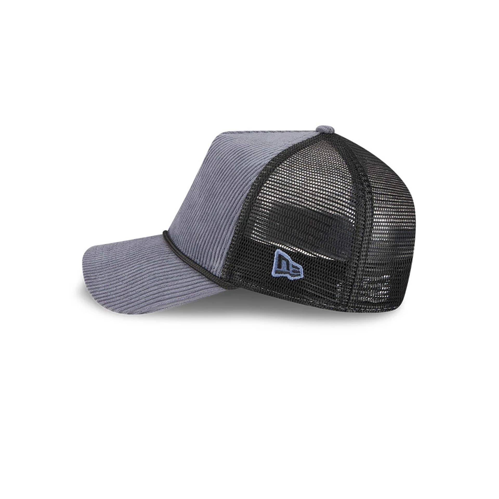 Pictured is this New Era Wide Cord 9FORTY A-Frame Trucker cap in dark blue. 4