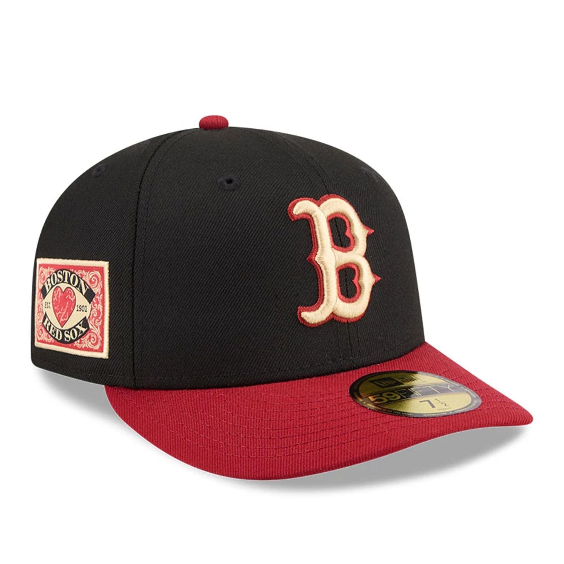 Pictured is this MLB Team Cards Boston Red Sox 59FIFTY Fitted cap in black. 1