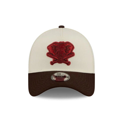 Pictured is this MLB City Script Athletics 9FORTY A-Frame cap in Cream. 3