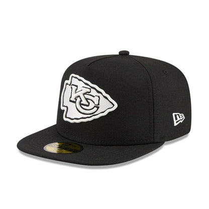 Pictured is this NFL Chiseled Embroidery Kansas City Chiefs 59FIFTY A-Frame Fitted cap in black. 5