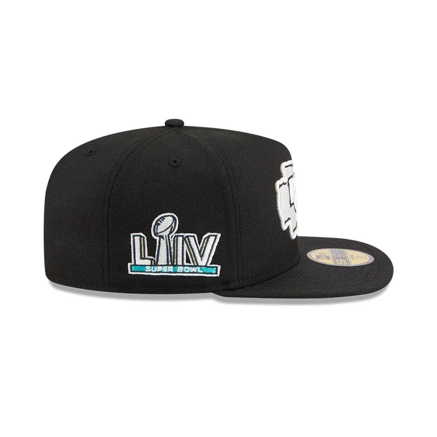 Pictured is this NFL Chiseled Embroidery Kansas City Chiefs 59FIFTY A-Frame Fitted cap in black. 6