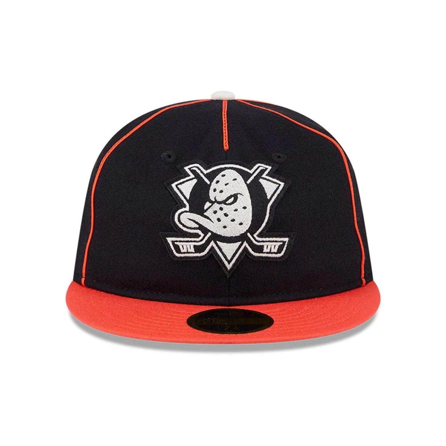 Pictured is this NHL Felt Logo LA Ducks Retro Crown 59FIFTY Fitted cap in orange. 3