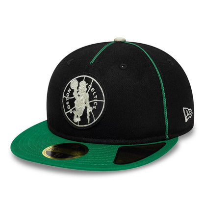 Pictured is this NBA Felt Logo Boston Celtics Retro Crown 59FIFTY Fitted cap in green. 3