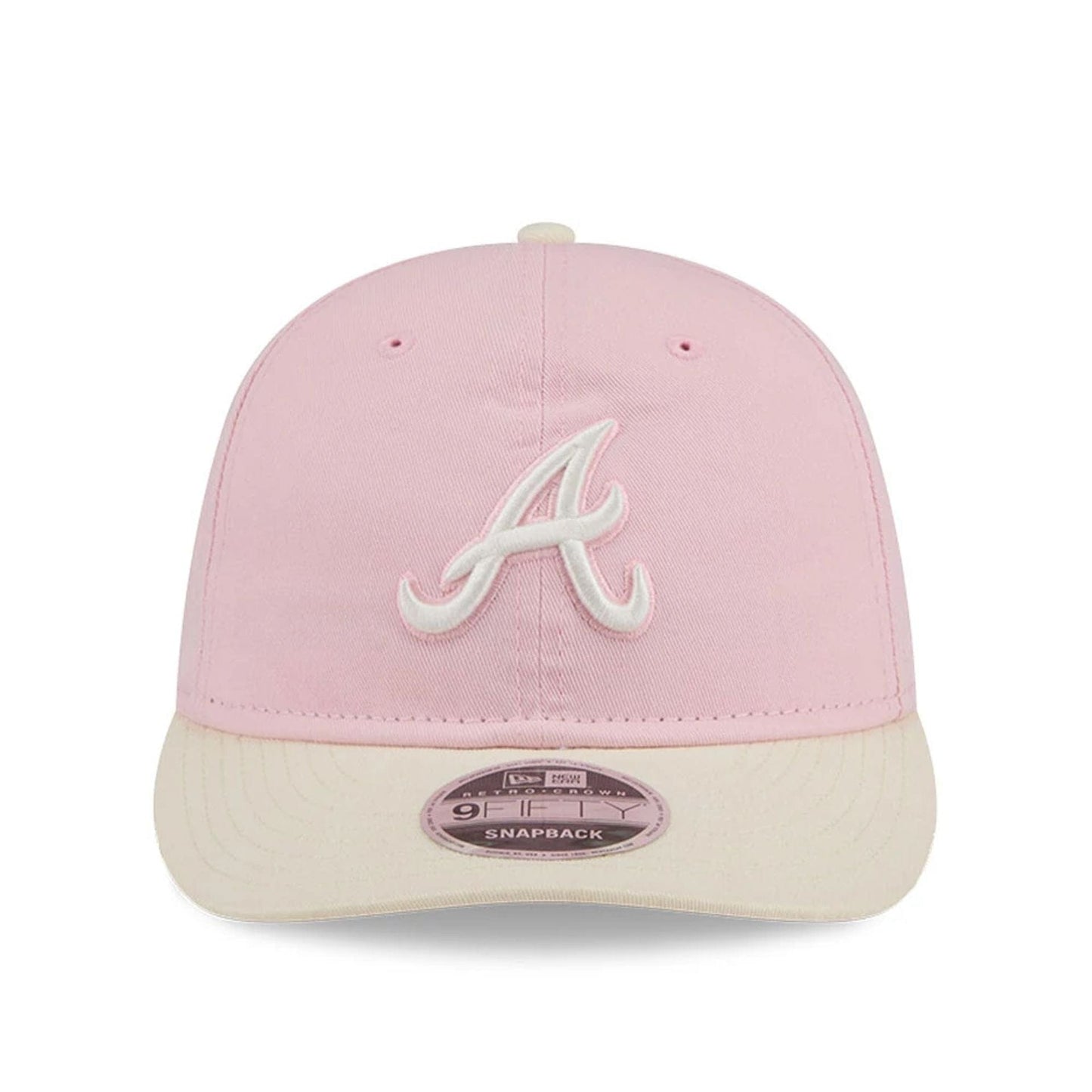 Pictured is this MLB Washed Tie Dye Atlanta Braves 9FIFTY Snapback cap in pastel pink. 2
