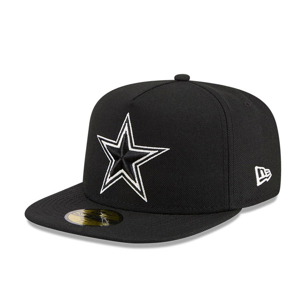 Pictured is this NFL Chiseled Embroidery Dallas Cowboys 59FIFTY A-Frame Fitted cap in Black. 4