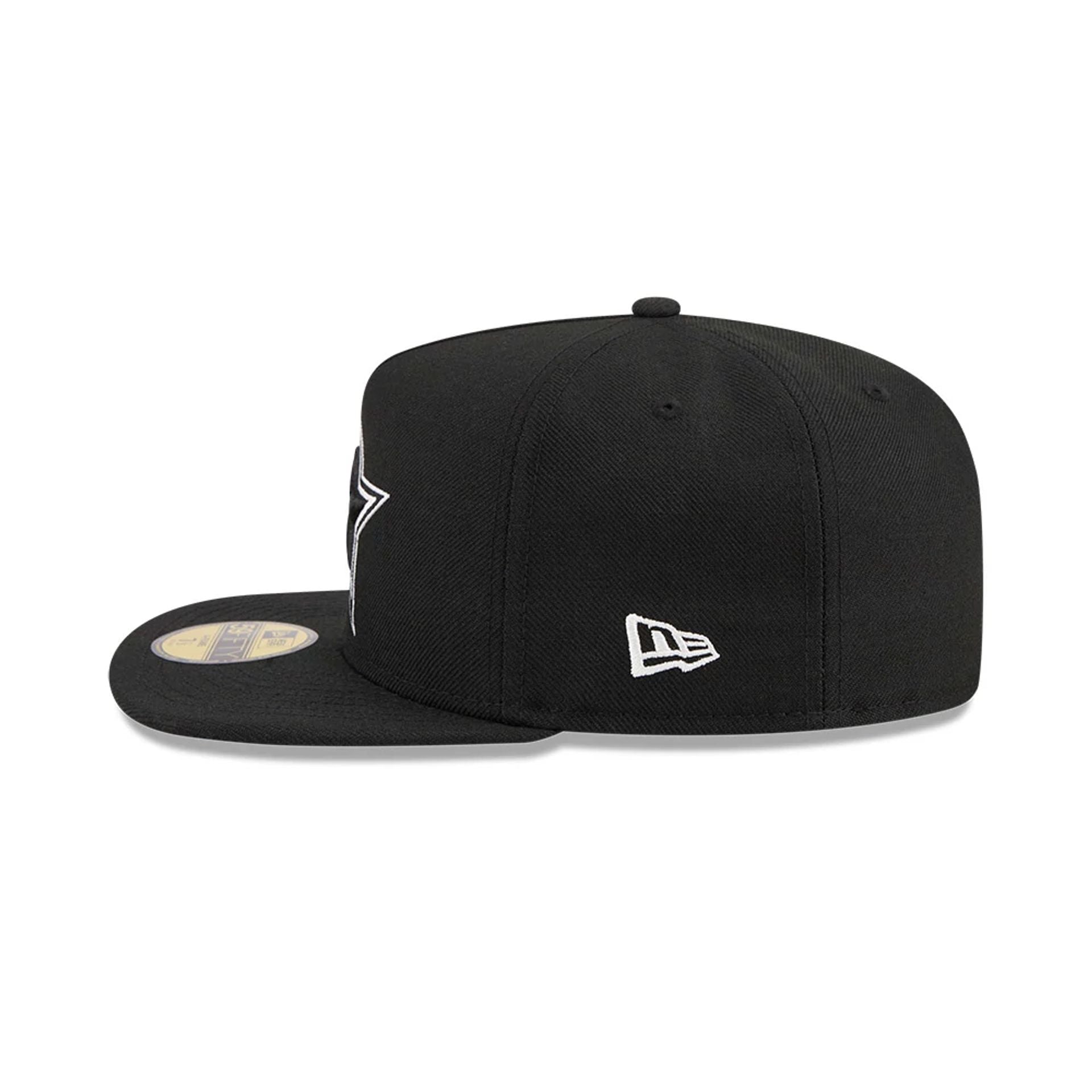 Pictured is this NFL Chiseled Embroidery Dallas Cowboys 59FIFTY A-Frame Fitted cap in Black. 7