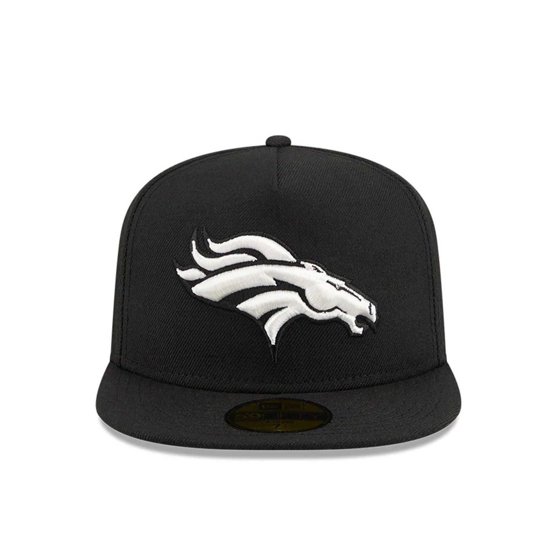 Pictured is this NFL Chiseled Embroidery Denver Broncos 59FIFTY A-Frame Fitted cap in Black. 4