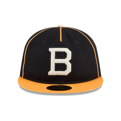 Pictured is this NHL Felt Logo Boston Bruins Retro Crown 59FIFTY Fitted cap in black. 3