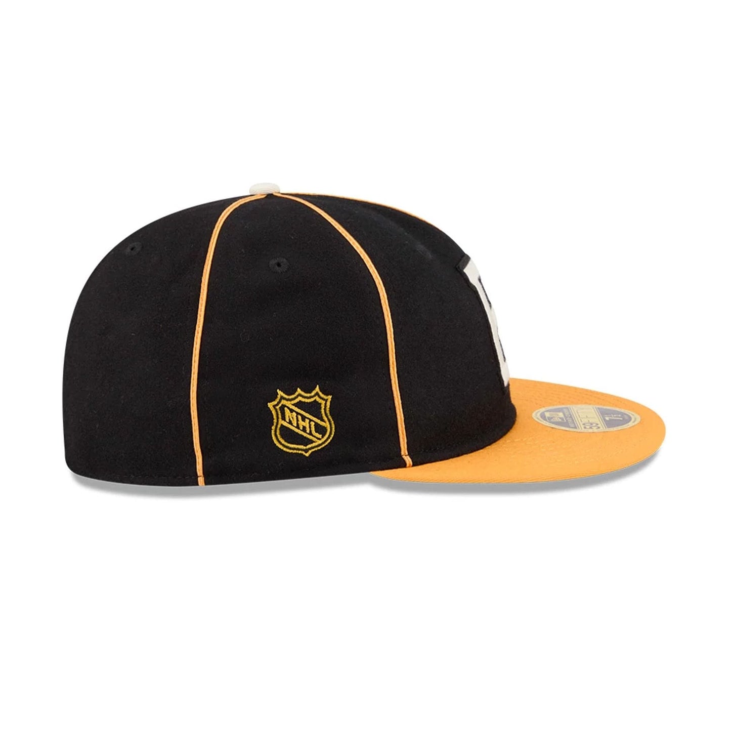 Pictured is this NHL Felt Logo Boston Bruins Retro Crown 59FIFTY Fitted cap in black. 5