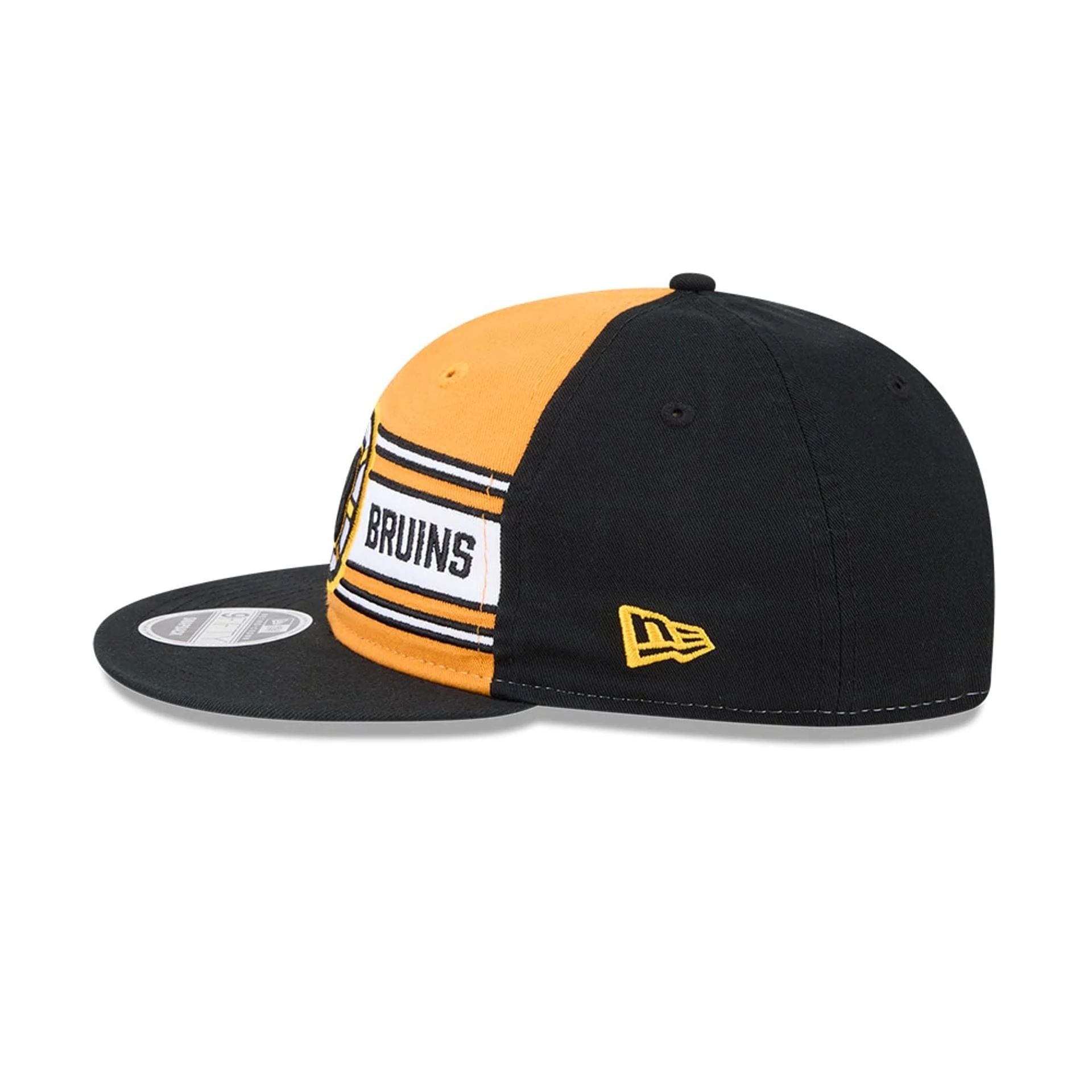 Pictured is this NHL Team Stripes Boston Bruins Retro Crown 9FIFTY cap in black. 5