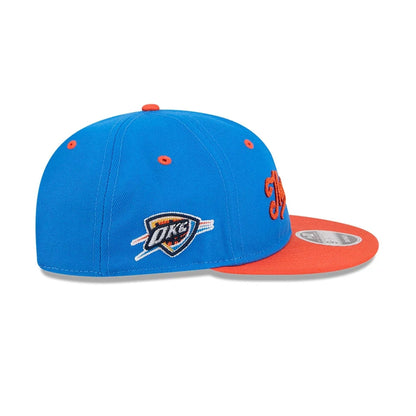 Pictured is this NBA Chainstitch Script Oklahoma City Thunder Retro Crown 9FIFTY cap in blue. 5