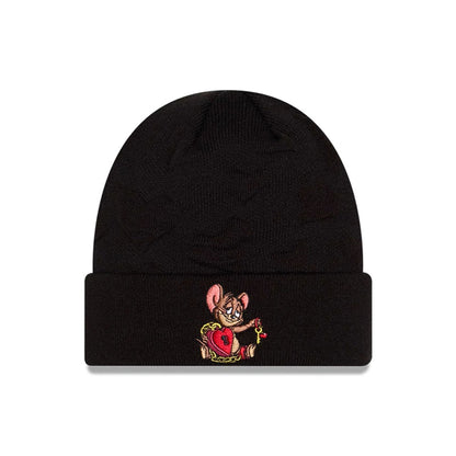Pictured is this Tom & Jerry Key To My Heart Cuff Knit Beanie hat in black. 1