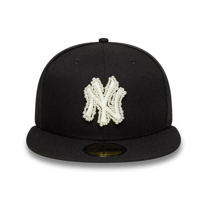 Pictured is this MLB Faux Pearl New York Yankees 59FIFTY Fitted cap in black. 3