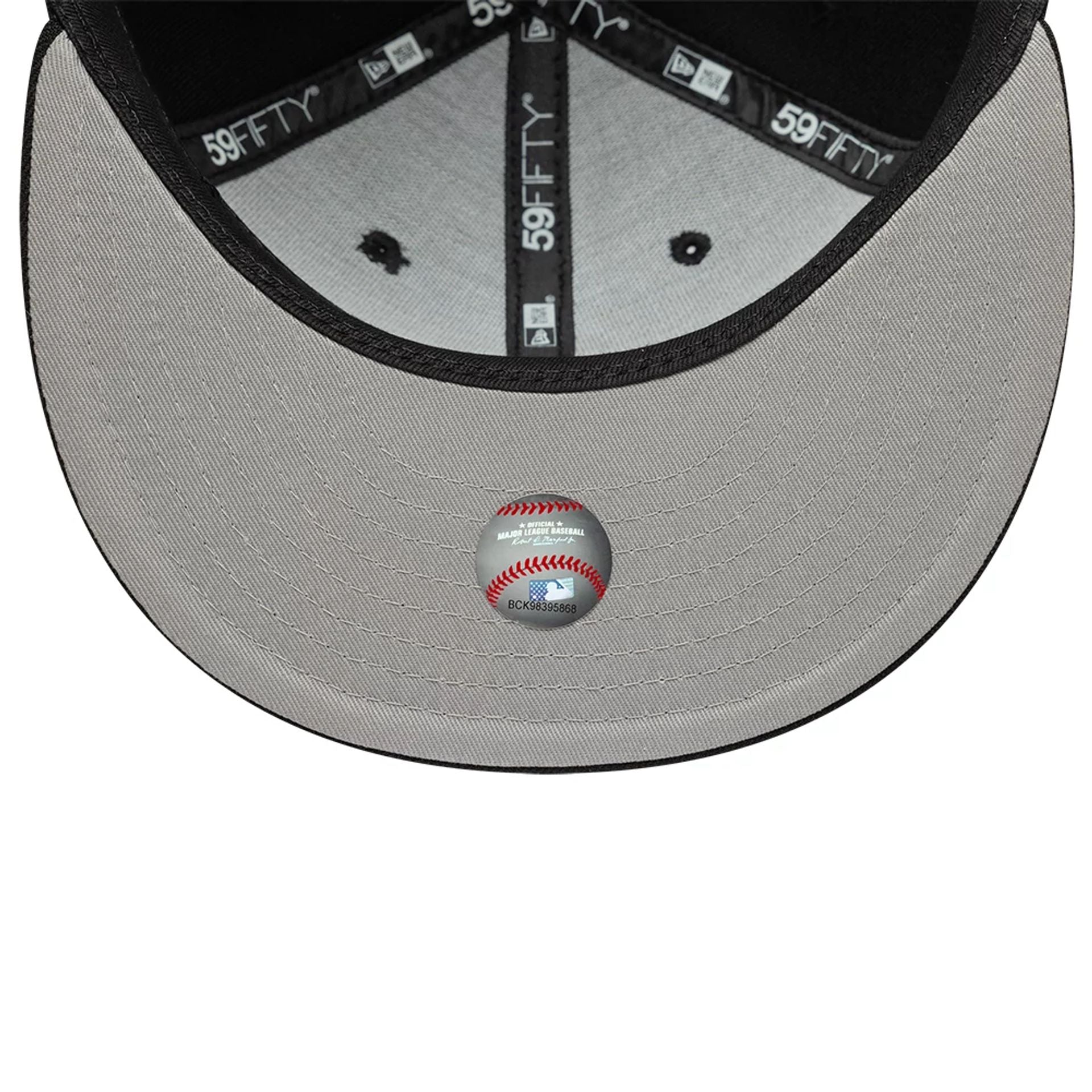 Pictured is this MLB Faux Pearl New York Yankees 59FIFTY Fitted cap in black. 2