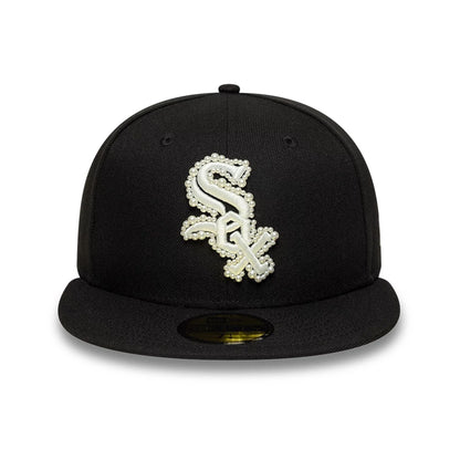 Pictured is this MLB Faux Pearl Chicago White Sox 59FIFTY Fitted cap in black. 3