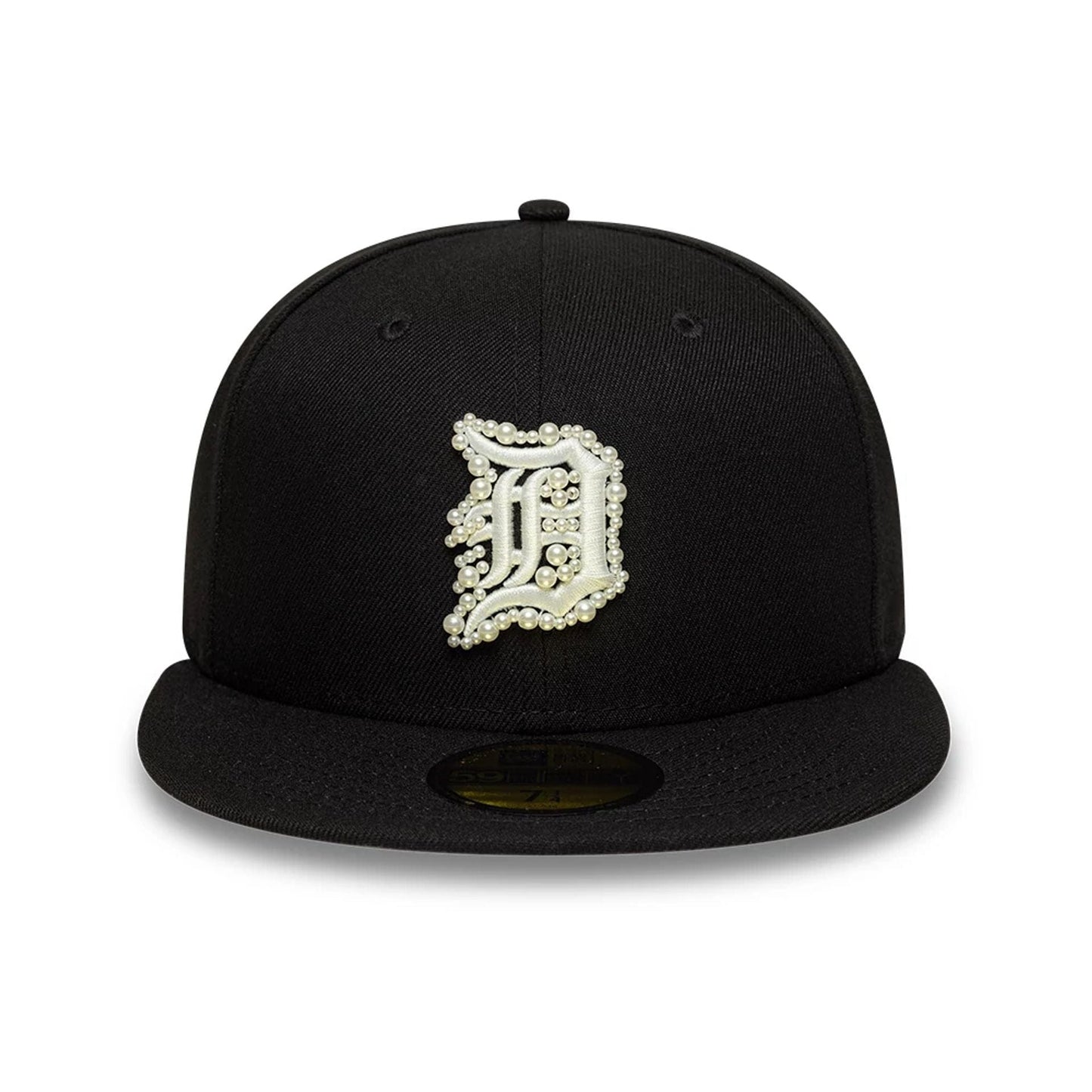 Pictured is this MLB Faux Pearl Detroit Tigers 59FIFTY Fitted cap in black. 3