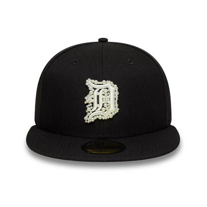 Pictured is this MLB Faux Pearl Detroit Tigers 59FIFTY Fitted cap in black. 3