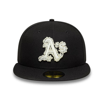 Pictured is this MLB Faux Pearl Oakland Athletics 59FIFTY Fitted cap in black. 3