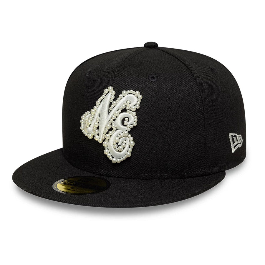 Pictured is this New Era Faux Pearl 59FIFTY Fitted cap in black. 1