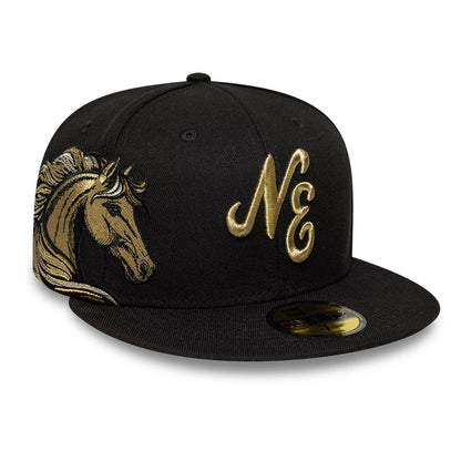 Pictured is this New Era Horse 59FIFTY Fitted cap in black. 1