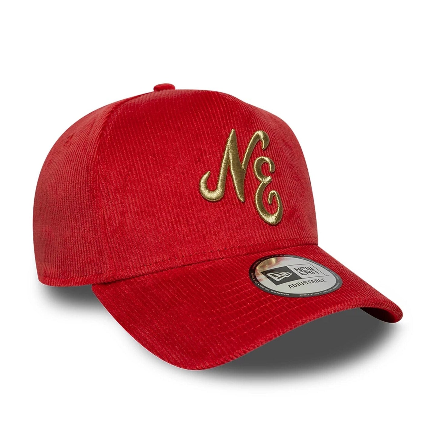Pictured is this New Era Cord 9FORTY E-Frame cap in red. 3