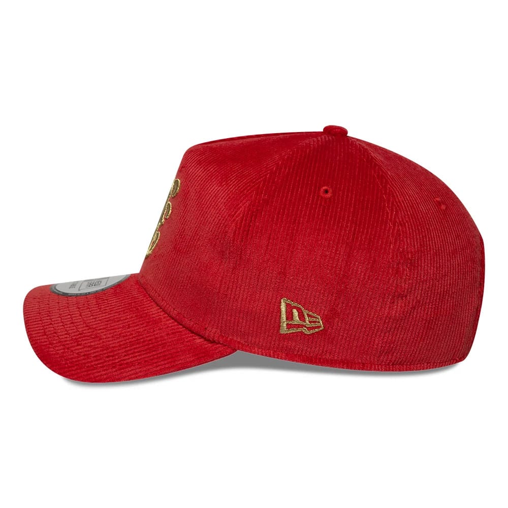 Pictured is this New Era Cord 9FORTY E-Frame cap in red. 4