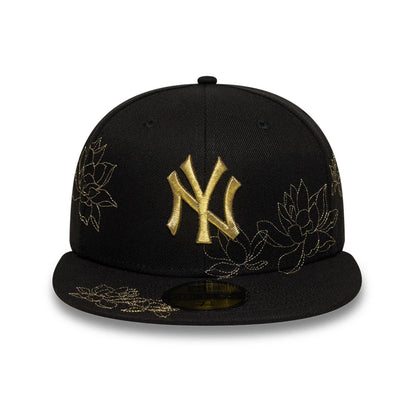 Pictured is this MLB Floral New York Yankees 59FIFTY Fitted cap in black. 2