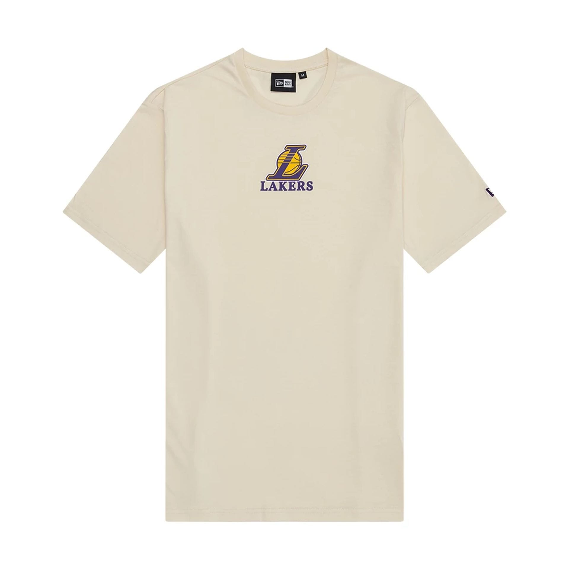 The model is wearing this NBA Wordmark LA Lakers T-Shirt in light beige. 1