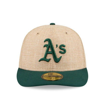Pictured is this MLB Twine Athletics 59FIFTY Fitted cap in beige. 3