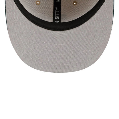 Pictured is this MLB Twine Athletics 59FIFTY Fitted cap in beige. 2