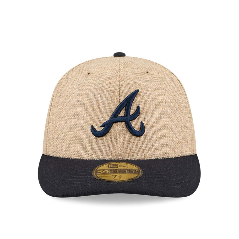 Pictured is this MLB Twine Atlanta Braves 59FIFTY Fitted cap in Beige. 3