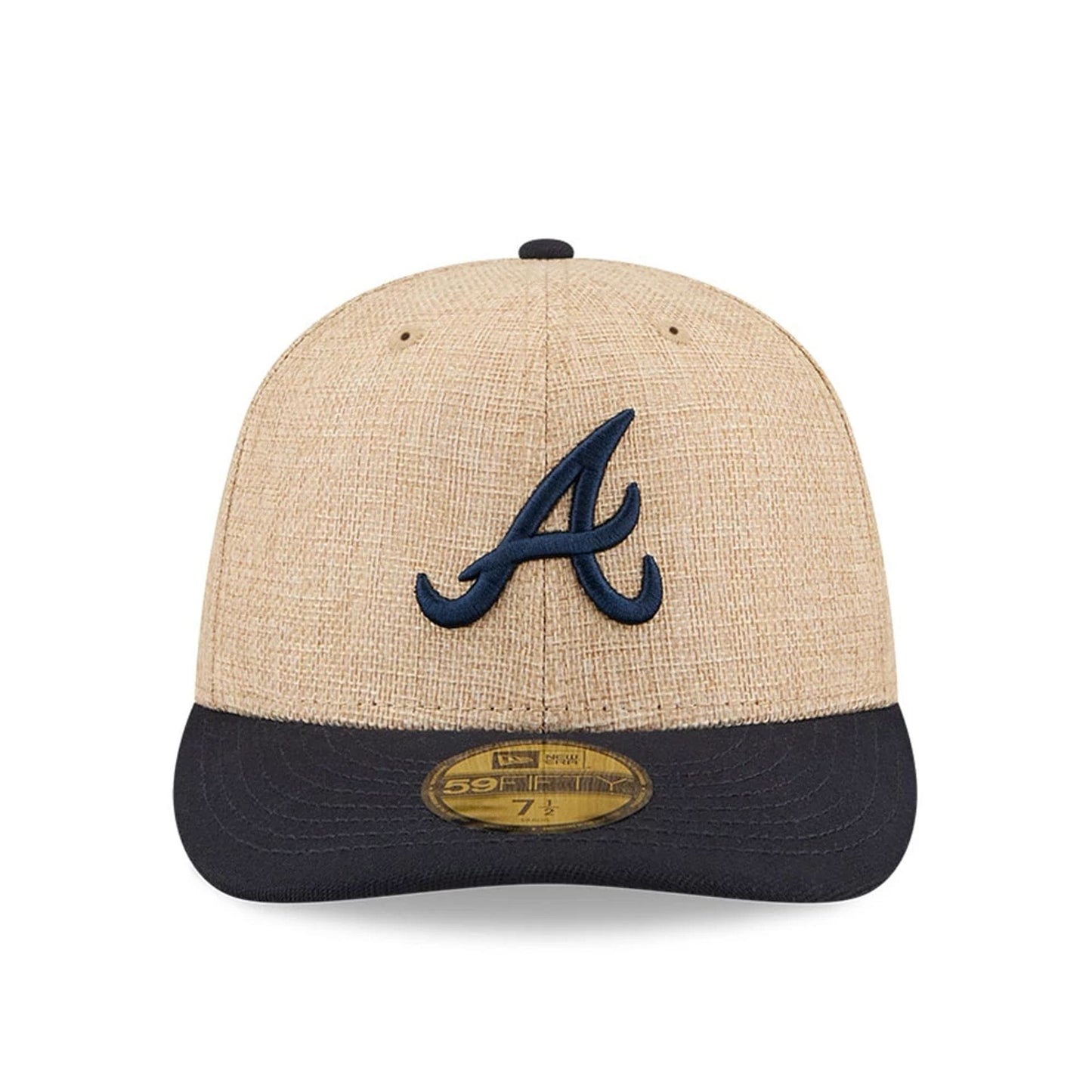 Pictured is this MLB Twine Atlanta Braves 59FIFTY Fitted cap in Beige. 3