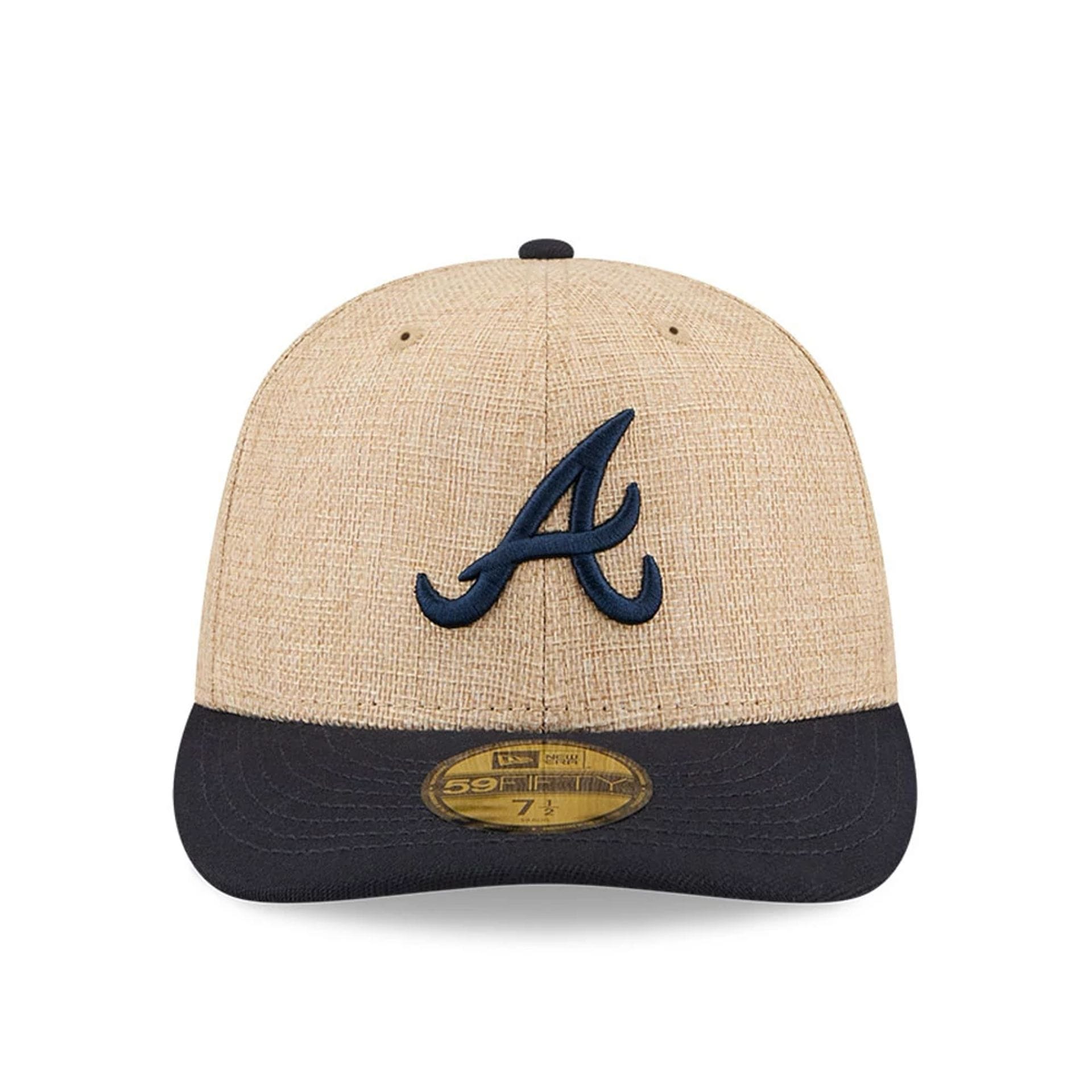 Pictured is this MLB Twine Atlanta Braves 59FIFTY Fitted cap in Beige. 3