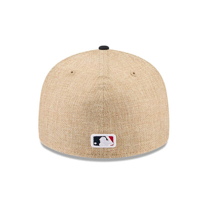 Pictured is this MLB Twine Atlanta Braves 59FIFTY Fitted cap in Beige. 7