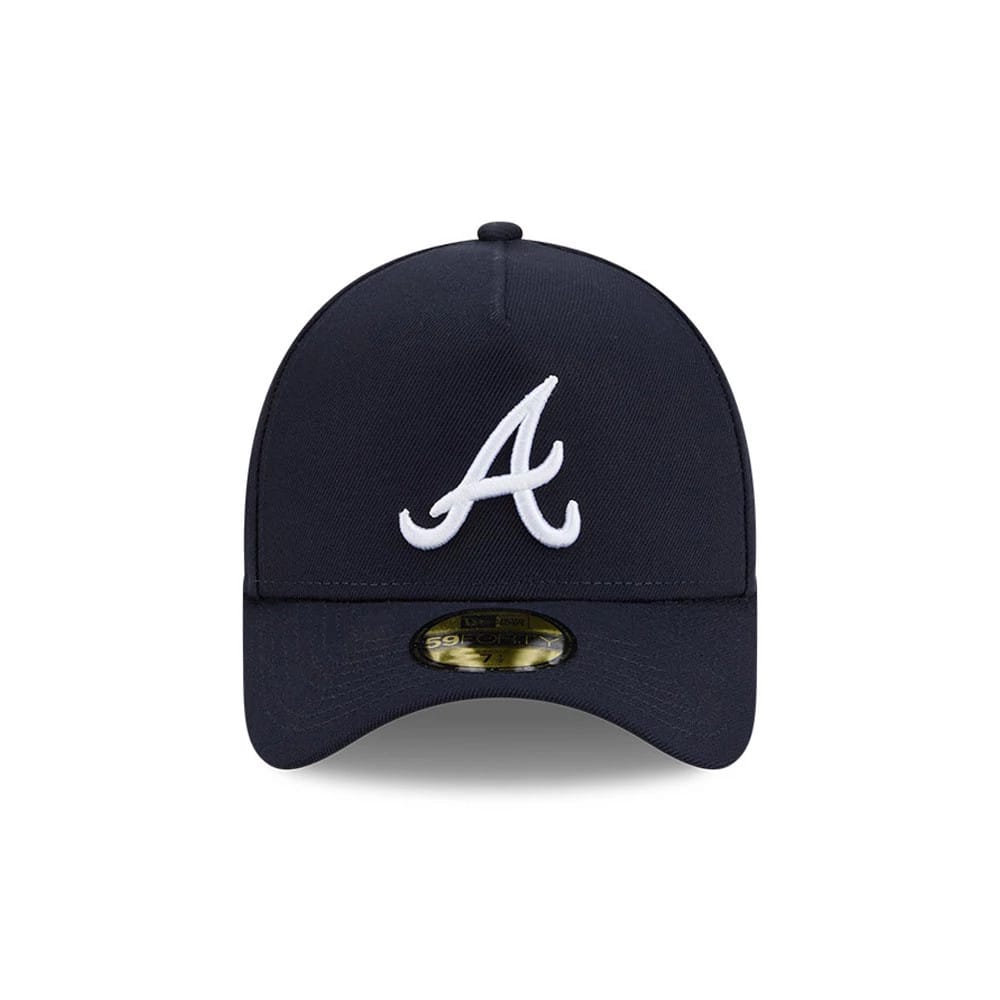 Pictured is this MLB Team Side Atlanta Braves 59FORTY A-Frame Fitted cap in navy. 3