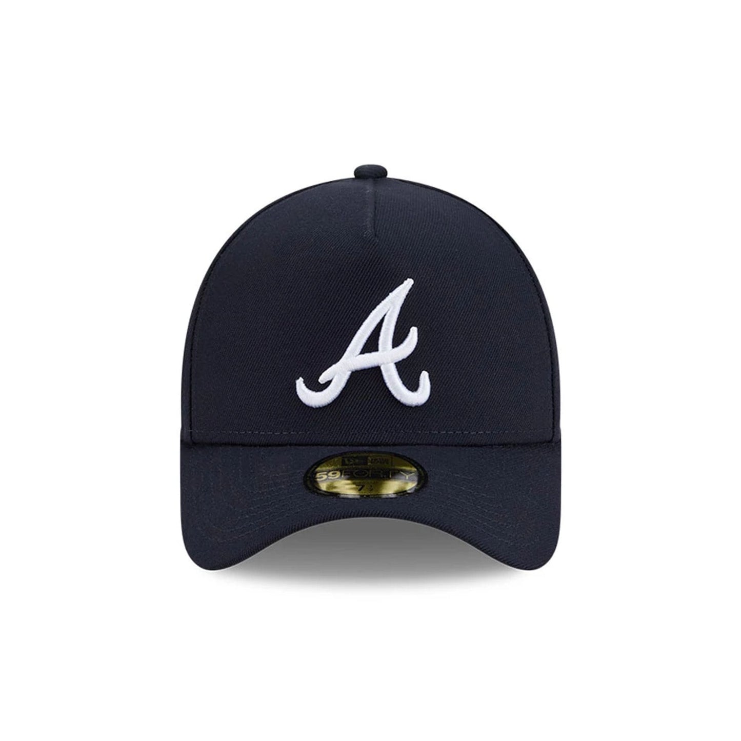 Pictured is this MLB Team Side Atlanta Braves 59FORTY A-Frame Fitted cap in navy. 3