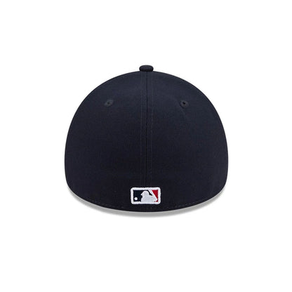 Pictured is this MLB Team Side Atlanta Braves 59FORTY A-Frame Fitted cap in navy. 7
