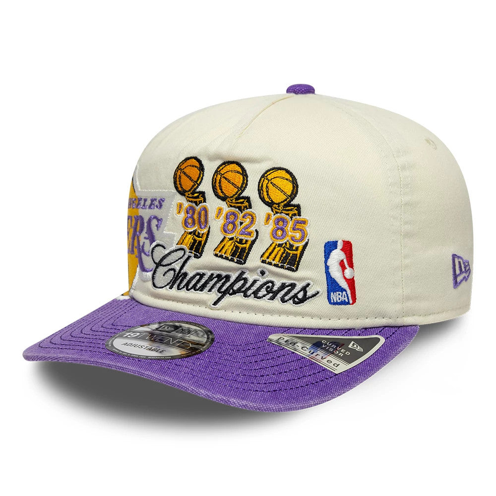 Pictured is this NBA Hardwood Classic LA Lakers 19TWENTY cap in cream. 4