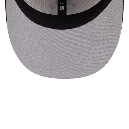 Pictured is this MLB Twine New York Yankees 59FIFTY Fitted cap in navy. 2