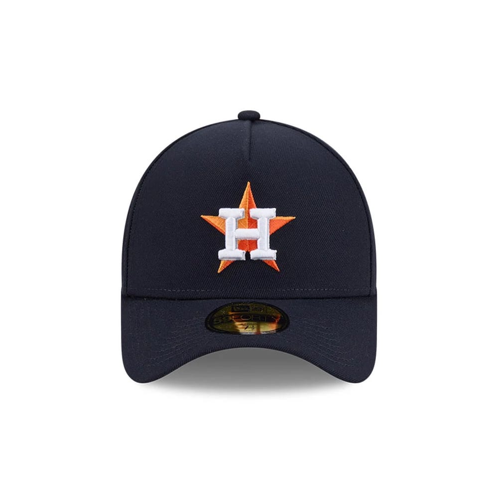 Pictured is this MLB Team Side Houston Astros 59FORTY A-Frame Fitted cap in navy. 3