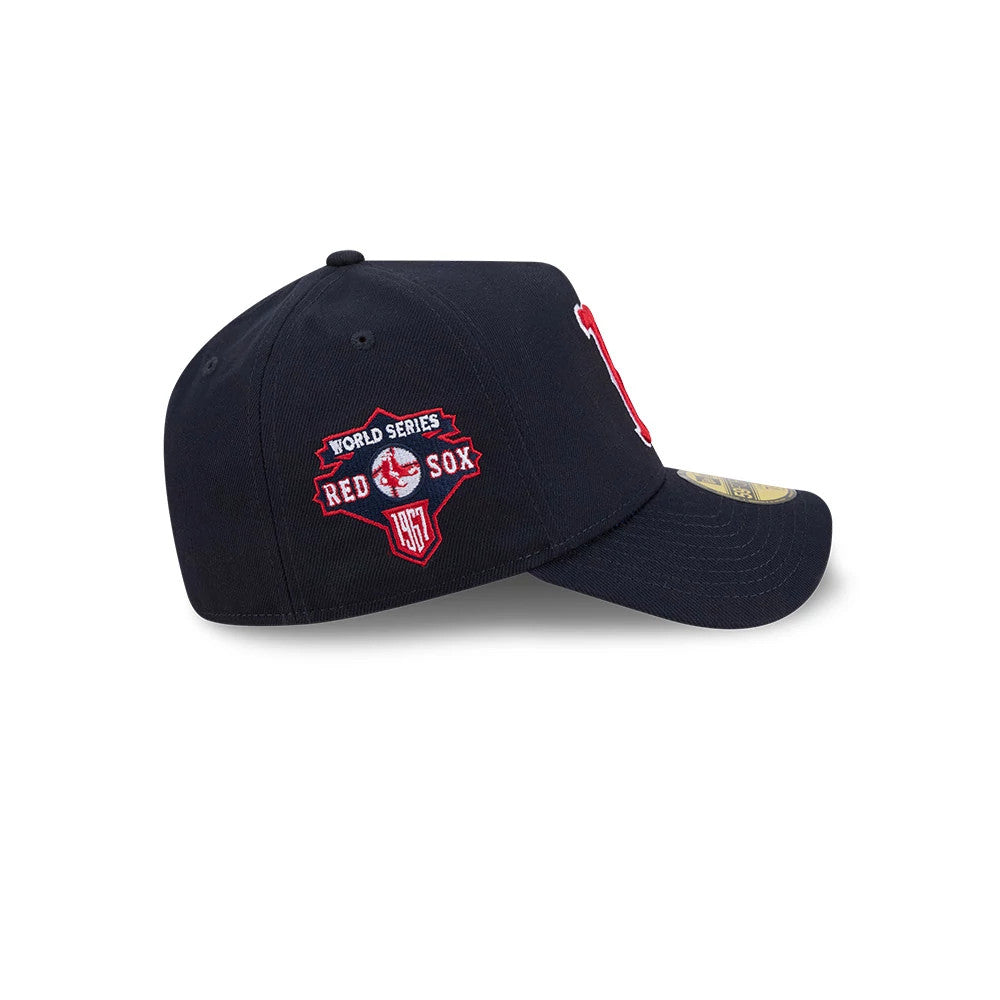 Pictured is this MLB Team Side Boston Red Sox 59FORTY A-Frame Fitted cap in navy. 5
