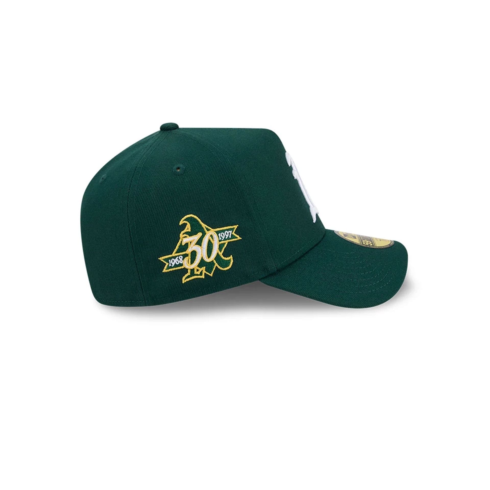 Pictured is this MLB Team Side Athletics 59FORTY A-Frame Fitted cap in dark green. 5