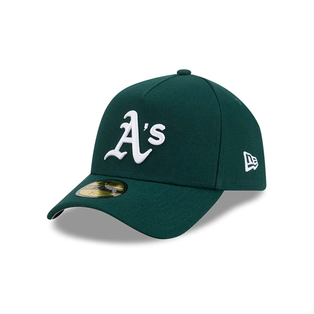 Pictured is this MLB Team Side Athletics 59FORTY A-Frame Fitted cap in dark green. 4