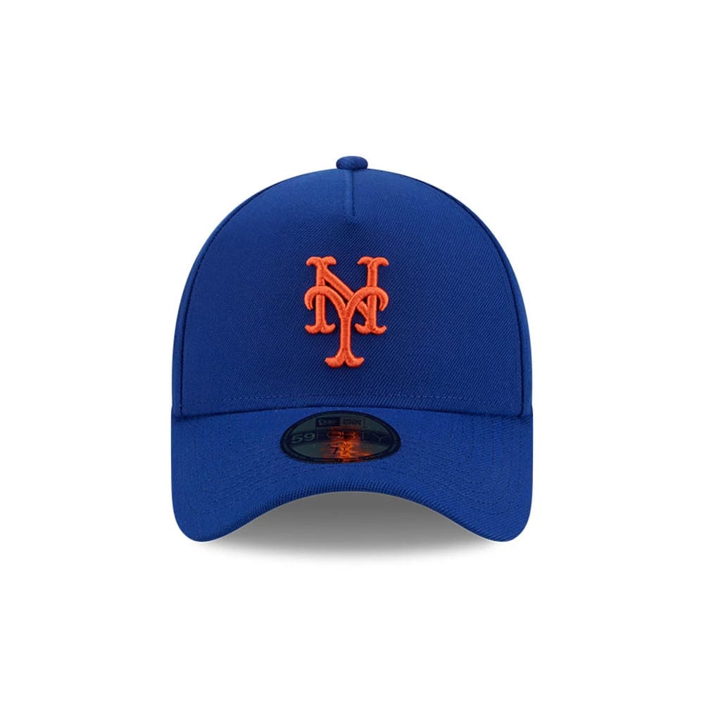 Pictured is this MLB Team Side New York Mets 59FORTY A-Frame Fitted cap in blue. 3