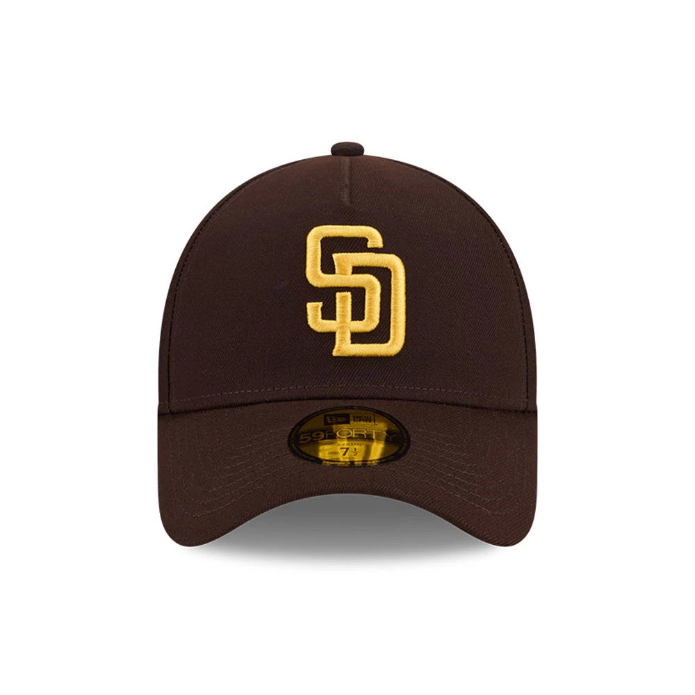 Pictured is this MLB Team Side San Diego Padres 59FORTY A-Frame Fitted cap in dark brown. 3